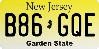 NJ license plate B86GQE