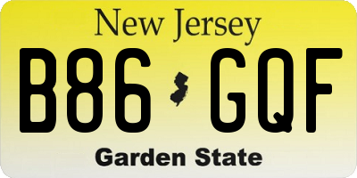 NJ license plate B86GQF