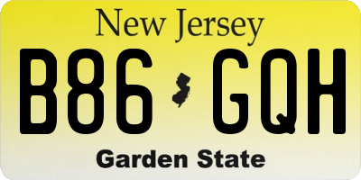 NJ license plate B86GQH