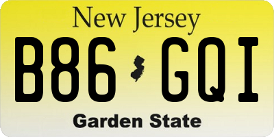 NJ license plate B86GQI