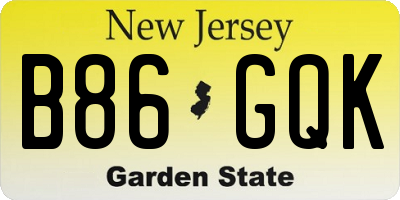 NJ license plate B86GQK
