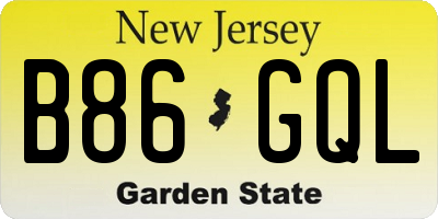 NJ license plate B86GQL