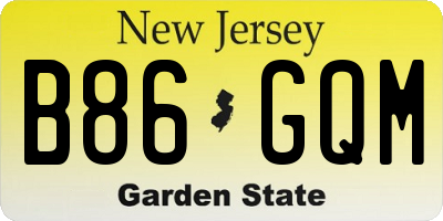 NJ license plate B86GQM
