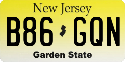 NJ license plate B86GQN