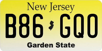 NJ license plate B86GQO