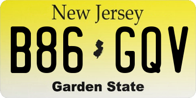 NJ license plate B86GQV
