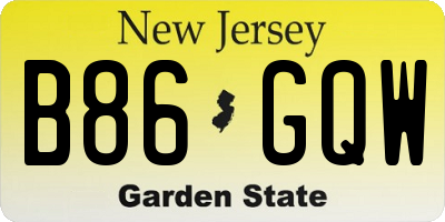NJ license plate B86GQW