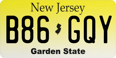 NJ license plate B86GQY
