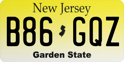 NJ license plate B86GQZ