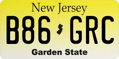 NJ license plate B86GRC