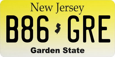 NJ license plate B86GRE