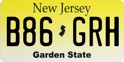 NJ license plate B86GRH