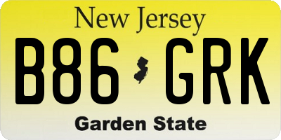 NJ license plate B86GRK