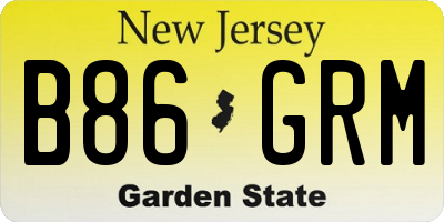 NJ license plate B86GRM