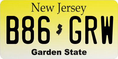 NJ license plate B86GRW