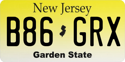 NJ license plate B86GRX