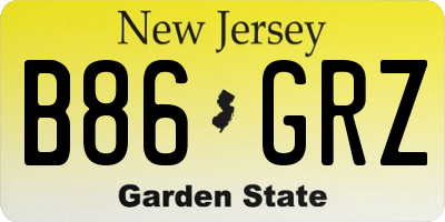 NJ license plate B86GRZ