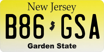 NJ license plate B86GSA