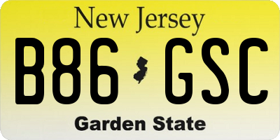 NJ license plate B86GSC