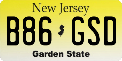 NJ license plate B86GSD