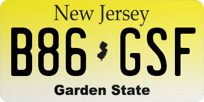 NJ license plate B86GSF