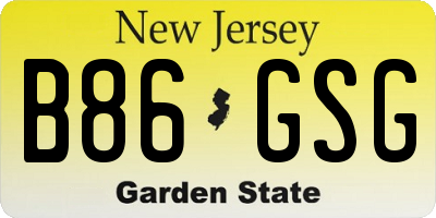 NJ license plate B86GSG