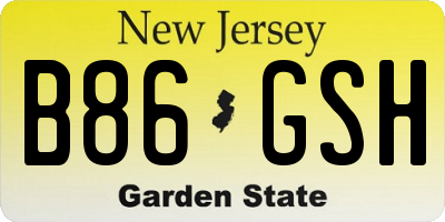 NJ license plate B86GSH