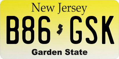 NJ license plate B86GSK