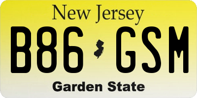 NJ license plate B86GSM