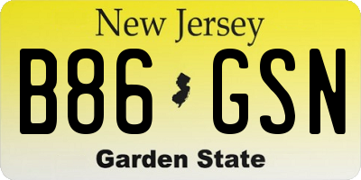 NJ license plate B86GSN