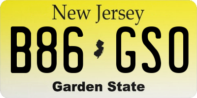 NJ license plate B86GSO