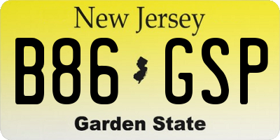 NJ license plate B86GSP