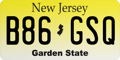 NJ license plate B86GSQ