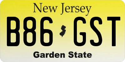 NJ license plate B86GST