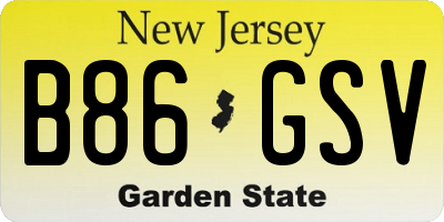 NJ license plate B86GSV
