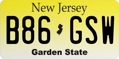 NJ license plate B86GSW