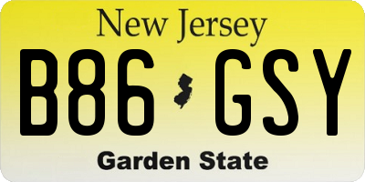 NJ license plate B86GSY