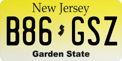 NJ license plate B86GSZ