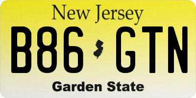 NJ license plate B86GTN