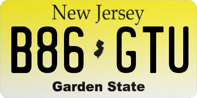NJ license plate B86GTU