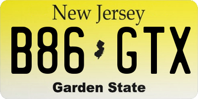 NJ license plate B86GTX