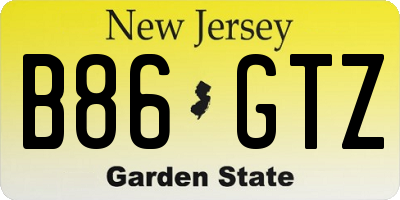 NJ license plate B86GTZ