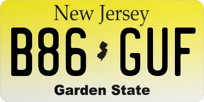 NJ license plate B86GUF