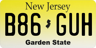 NJ license plate B86GUH