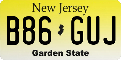 NJ license plate B86GUJ