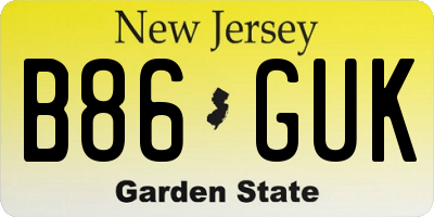 NJ license plate B86GUK