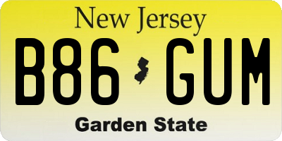 NJ license plate B86GUM