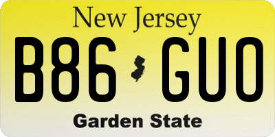 NJ license plate B86GUO