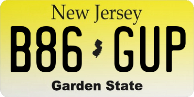 NJ license plate B86GUP