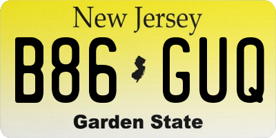 NJ license plate B86GUQ